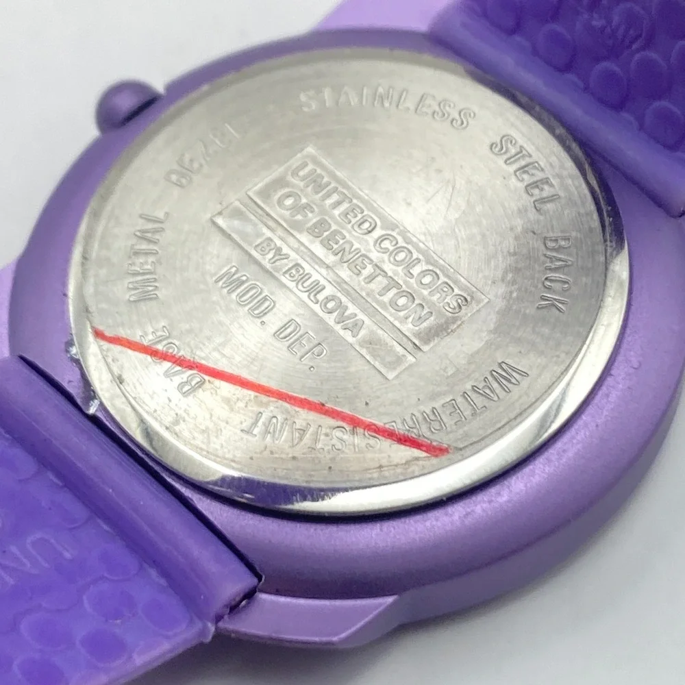 United Colors of Benetton by Bulova Women's Watch Purple 34mm New Battery 8.25